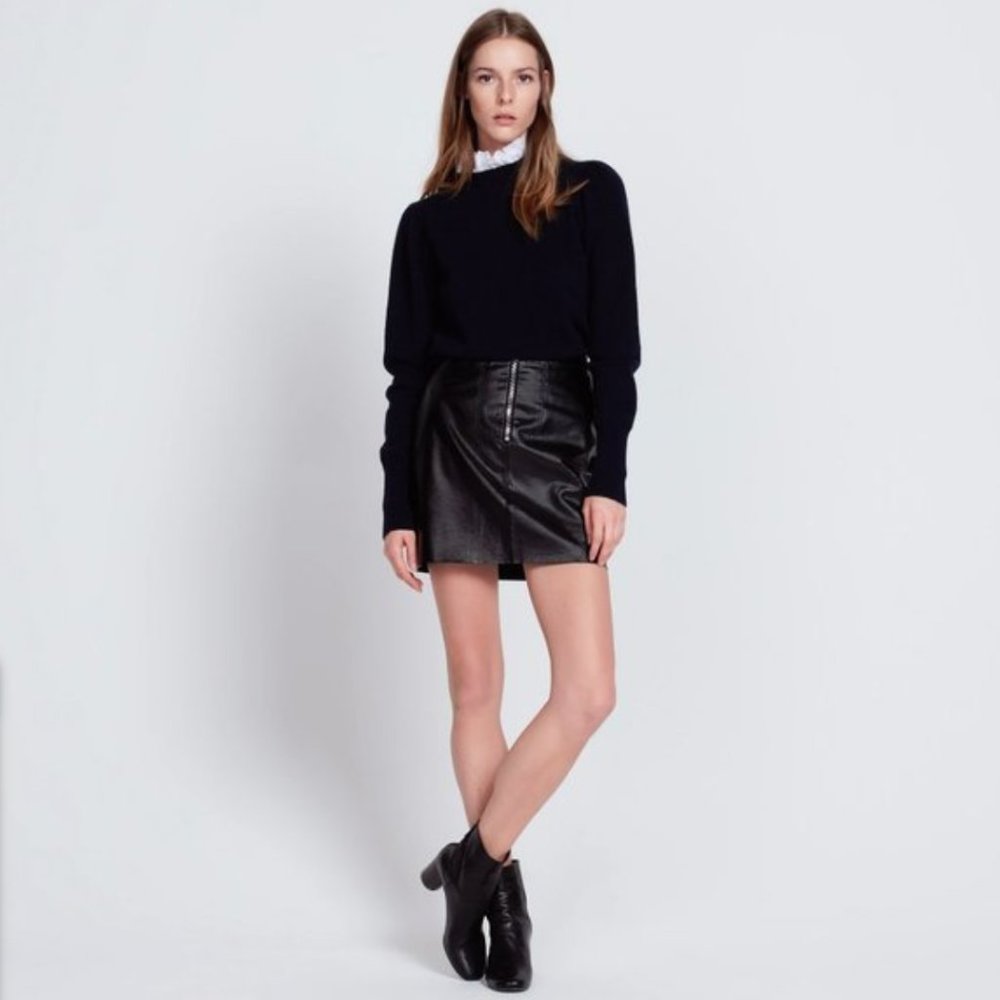 Sandro Black Lamb Leather Skirt Size 1 26 Small